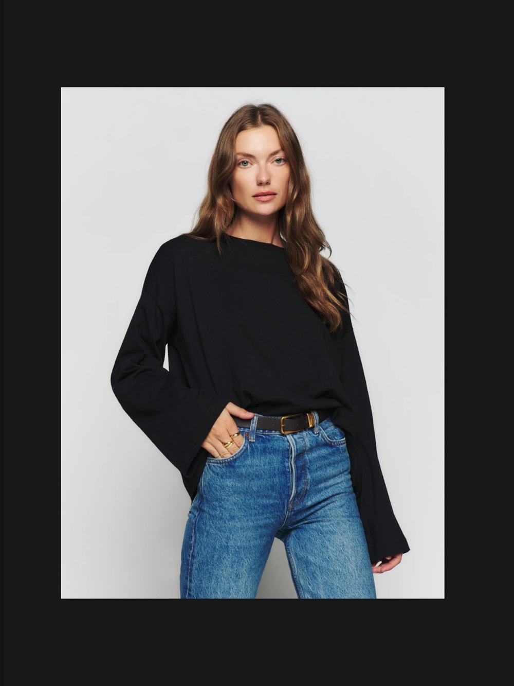 Reformation Black Oversized Long-Sleeve Tee